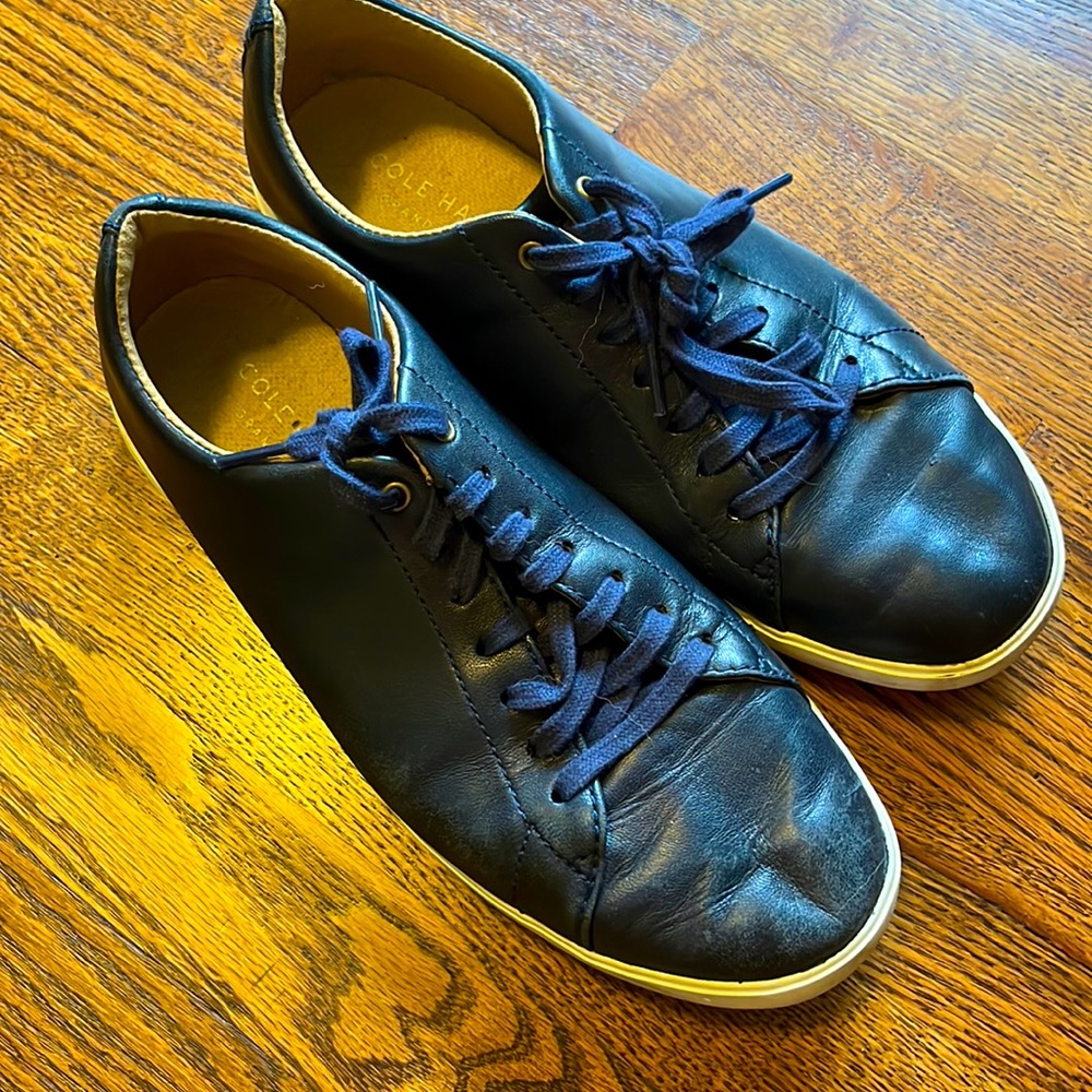 Cole Haan Navy Leather Lace Up Lowtop Shoes Men’s 8